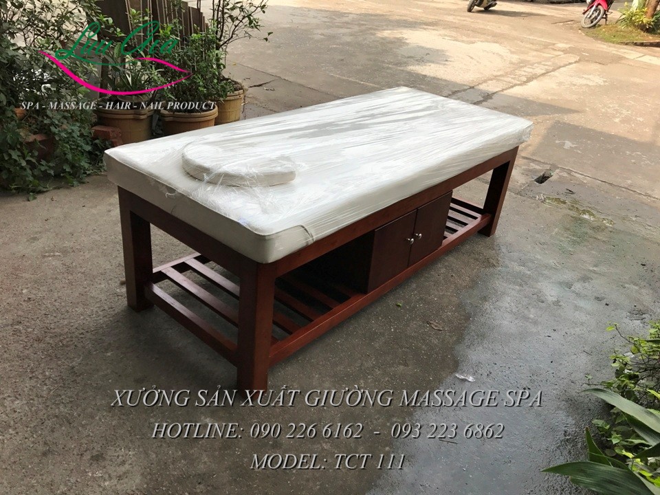 giường massage khung gỗ
